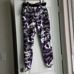Purple Grey Camouflage cargo Pants